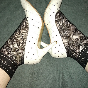 White high heels and black ankle socks 1 gallery image