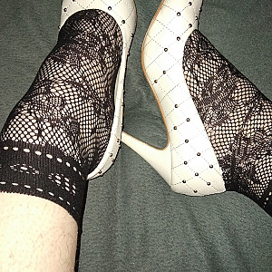 White high heels and black ankle socks 1 gallery image