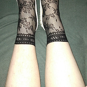 White high heels and black ankle socks 1 gallery image