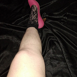 First image of WishGirl's Gallery - Black ankle socks and pink high heels