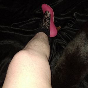 Black ankle socks and pink high heels gallery image