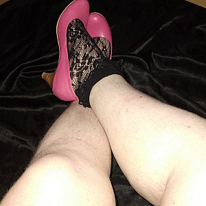 Black ankle socks and pink high heels gallery image