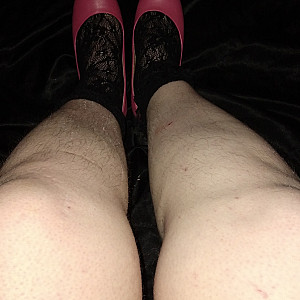 Black ankle socks and pink high heels gallery image