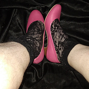 Black ankle socks and pink high heels gallery image