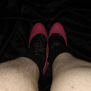 Black ankle socks and pink high heels gallery image