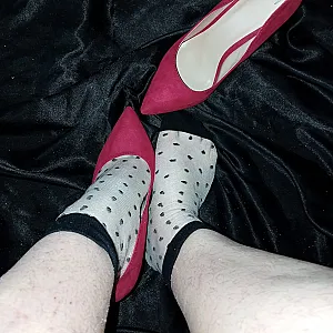 Red velvet, high heels, and cute little socks gallery image