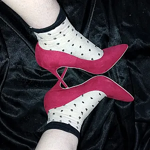 Red velvet, high heels, and cute little socks gallery image