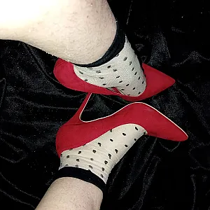 Red velvet, high heels, and cute little socks gallery image