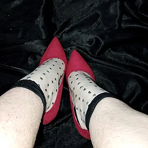 Red velvet, high heels, and cute little socks gallery image
