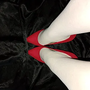 Red velvet, high heels, and white nylon gallery image