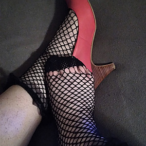 First image of WishGirl's Gallery - pink heels and netstockings