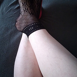 Pink heels and black ankle socks gallery image