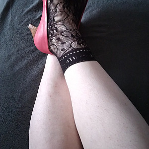 Pink heels and black ankle socks3 gallery image