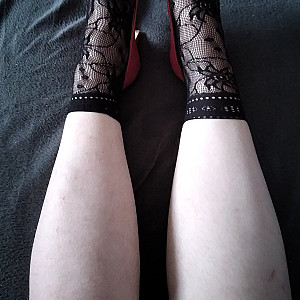Pink heels and black ankle socks3 gallery image