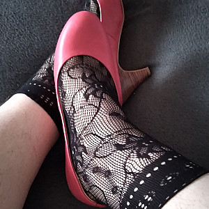 Pink heels and black ankle socks3 gallery image