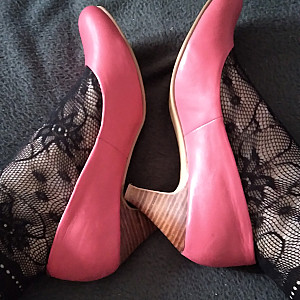 Pink heels and black ankle socks3 gallery image