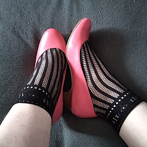 Pink heels and black ankle socks1 gallery image