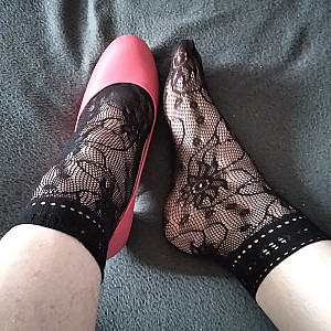 Pink heels and black ankle socks1 gallery image