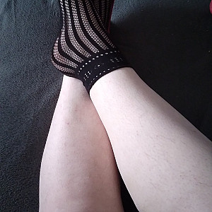 Pink heels and black ankle socks gallery image