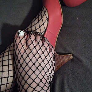 First image of WishGirl's Gallery - pink heels and netstockings