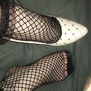 First image of WishGirl's Gallery - white high heels and black netsocks