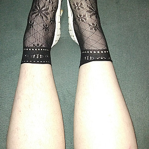 White high heels and black ankle socks. gallery image