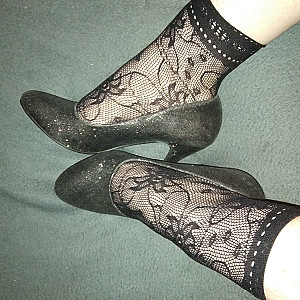 Black high heels and black ankle socks gallery image