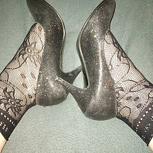 Black high heels and black ankle socks gallery image